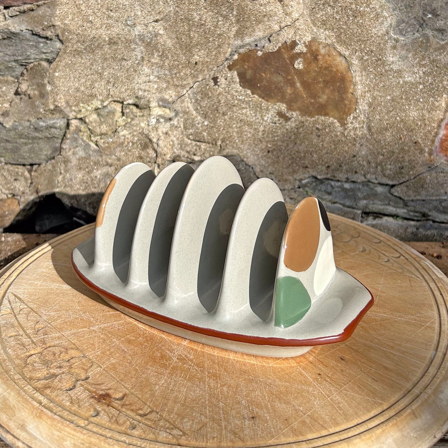 Toast Rack - Welsh Pottery - Melin Tregywnt - Mondo Spots - Stone (Preloved)