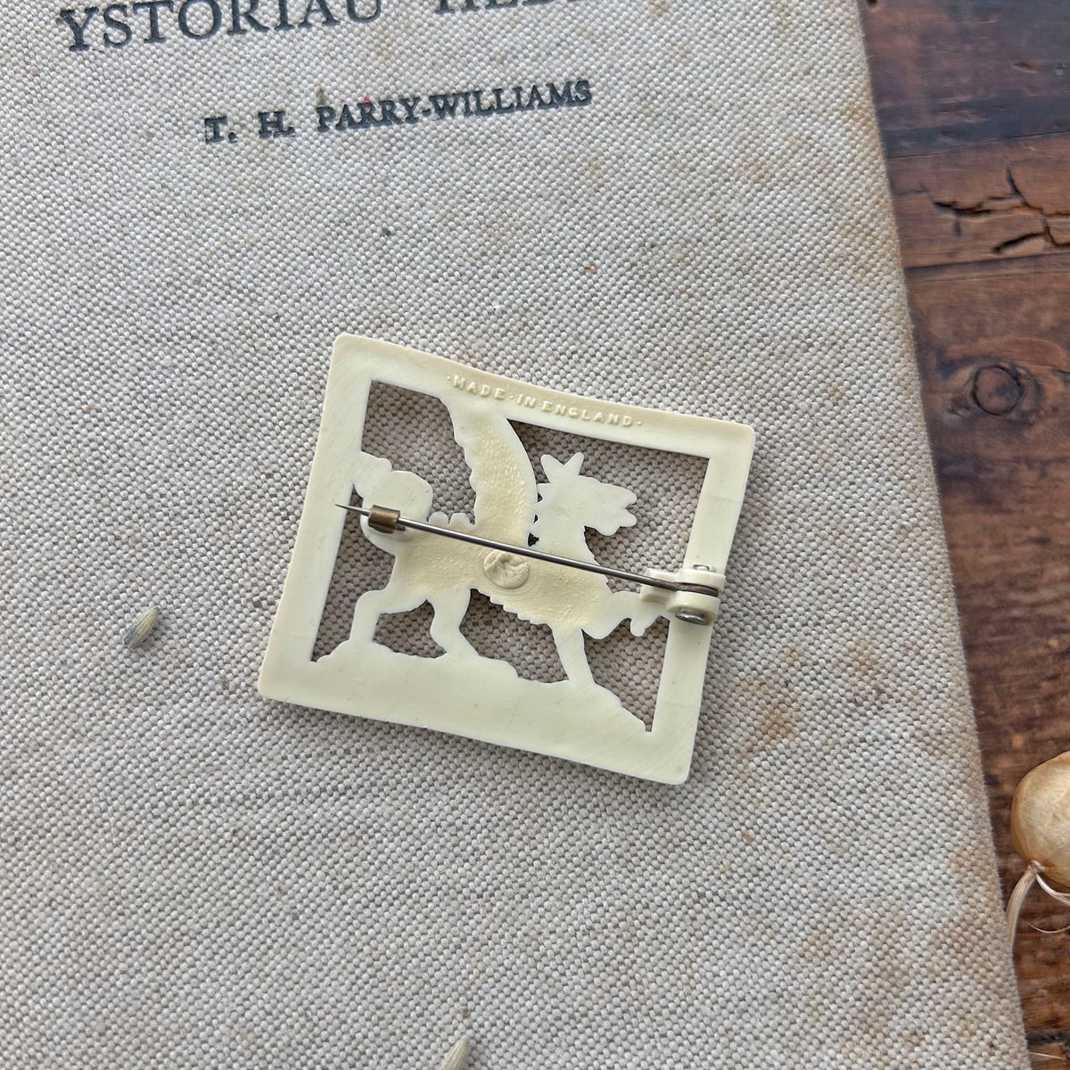Vintage Brooch - Plastic / Celluloid - Welsh Dragon (Preloved)