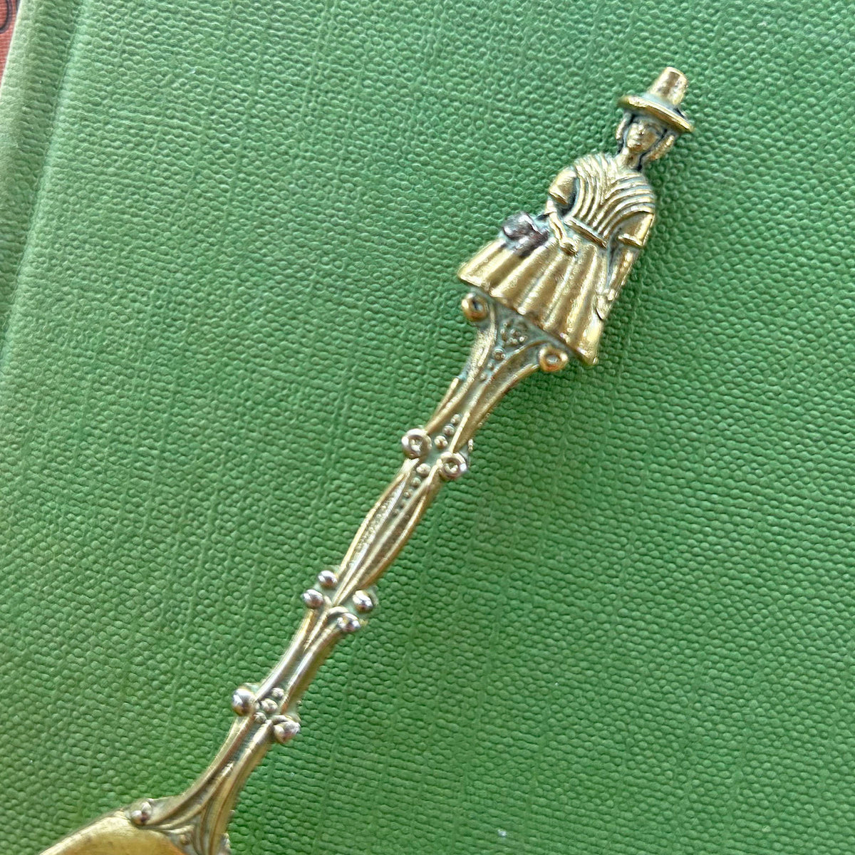 Vintage Caddy Spoon - Solid Brass - Welsh Lady / Jenny Jones (Preloved)
