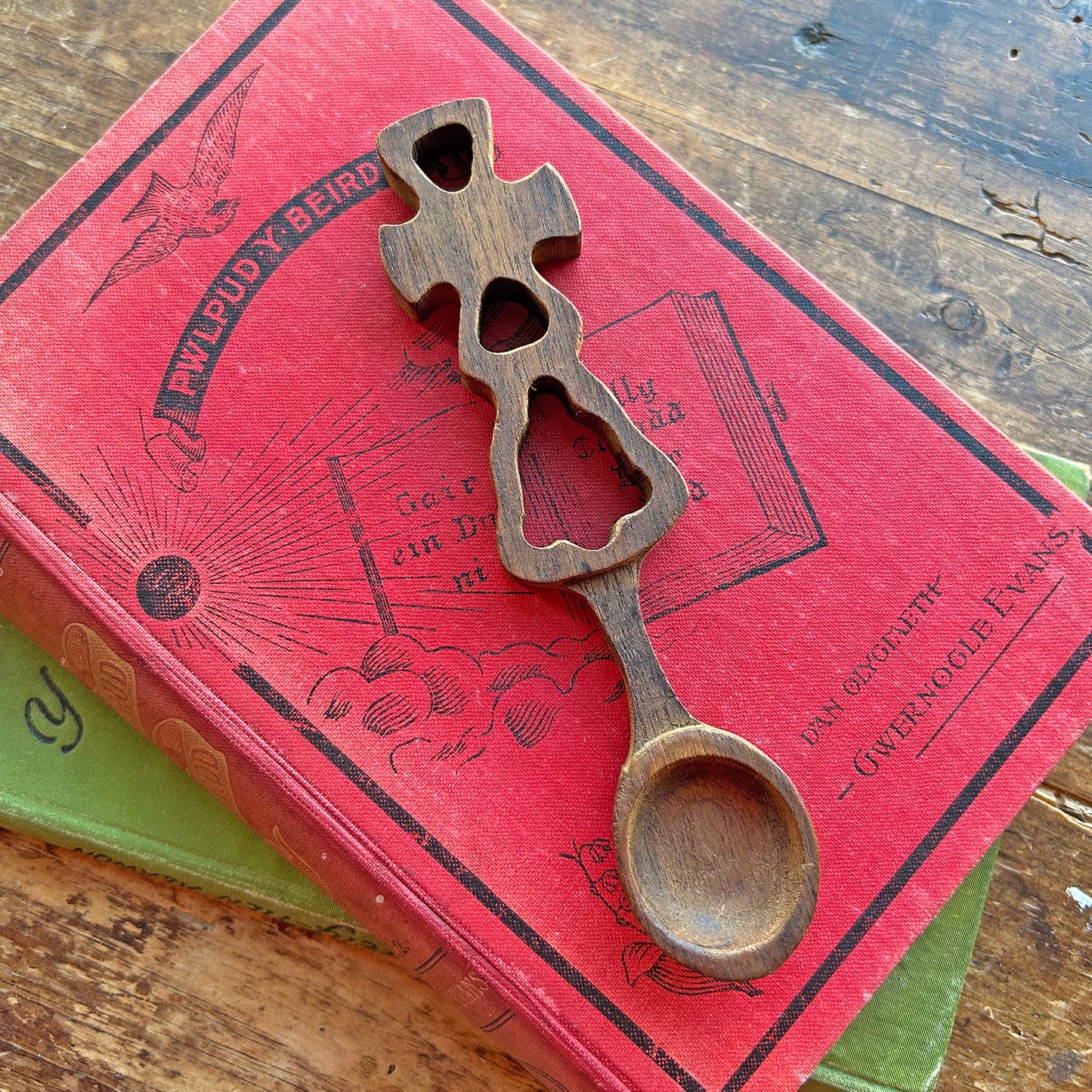 Vintage Love Spoon - Hand Carved - Cross & Bell (Preloved)