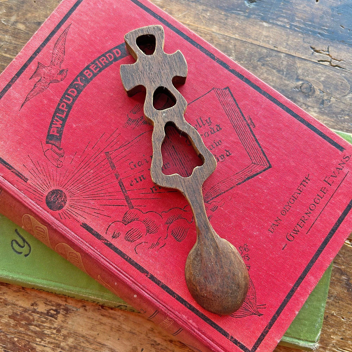 Vintage Love Spoon - Hand Carved - Cross & Bell (Preloved)