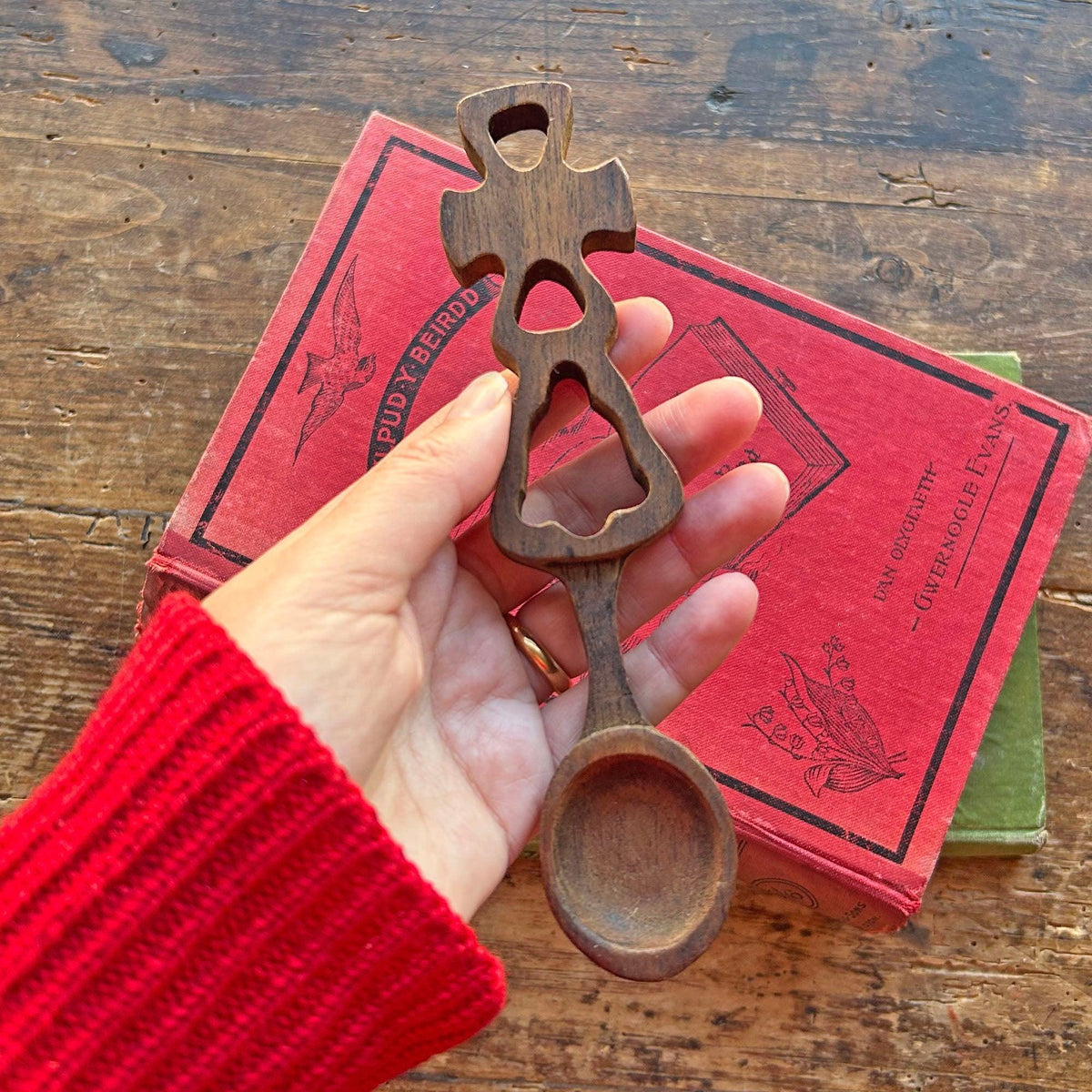 Vintage Love Spoon - Hand Carved - Cross & Bell (Preloved)