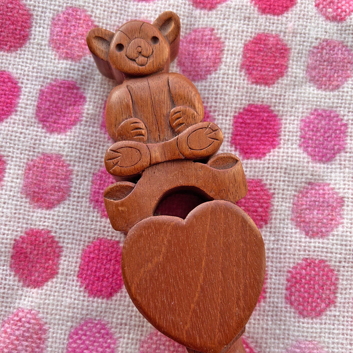Vintage Lovespoon / Love Spoon - Hand Carved - Teddy Bear / Baby (Preloved)