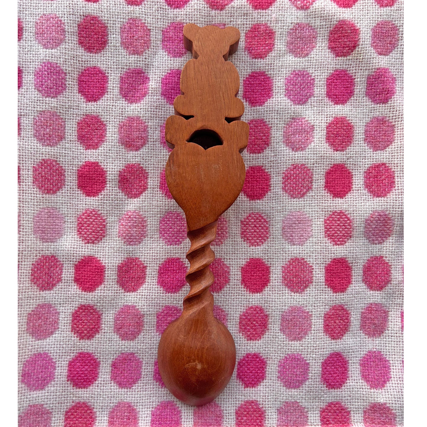 Vintage Love Spoon - Hand Carved - Teddy Bear / Baby (Preloved)
