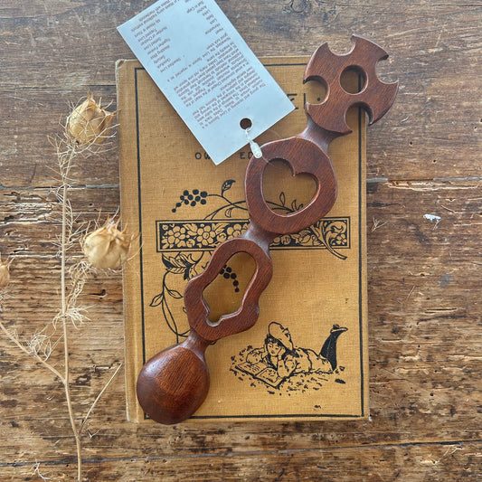 Vintage Lovespoon / Love Spoon - Hand Carved - Bell, Heart, Cross (Preloved)