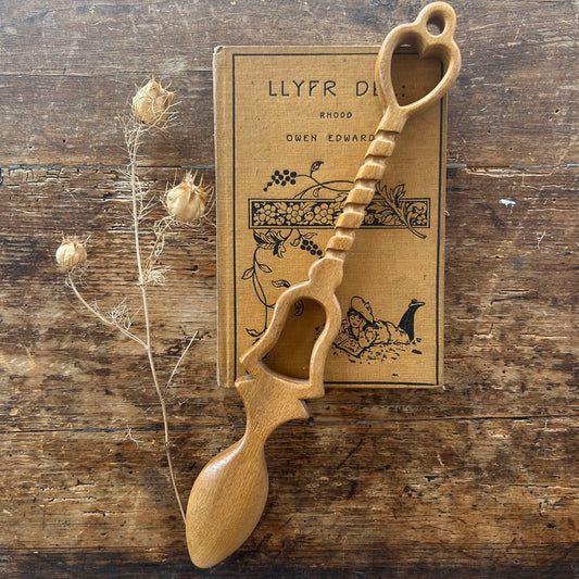 Vintage Lovespoon / Love Spoon - Hand Carved - Heart & Bell - Large (Preloved)