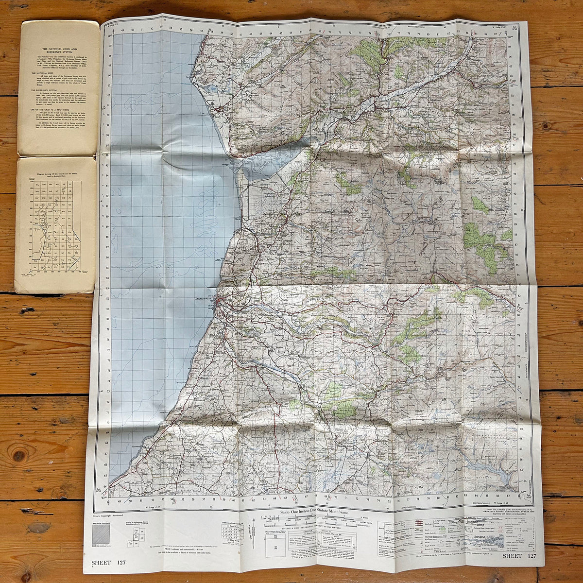 Vintage OS Ordnance Survey Map - Aberystwyth 127 - 1952 (Preloved)