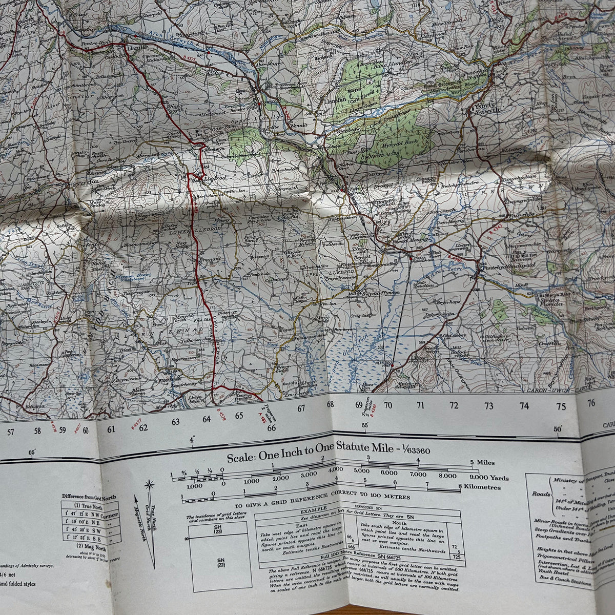 Vintage OS Ordnance Survey Map - Aberystwyth 127 - 1952 (Preloved)