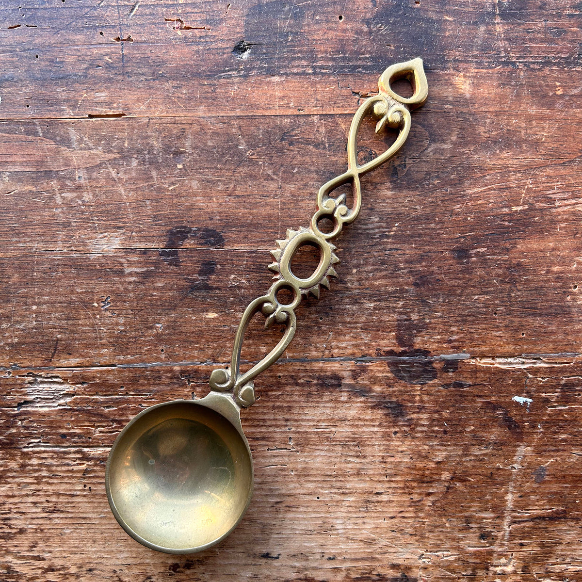 Vintage Welsh Lovespoon / Love Spoon - Solid Brass (Preloved)