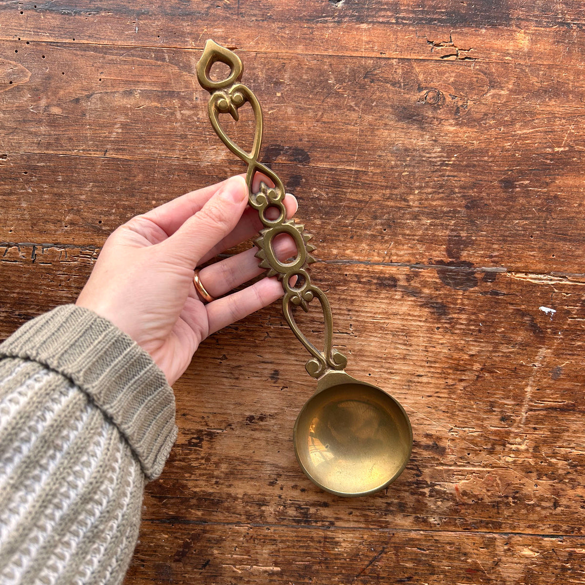 Vintage Welsh Lovespoon / Love Spoon - Solid Brass (Preloved)