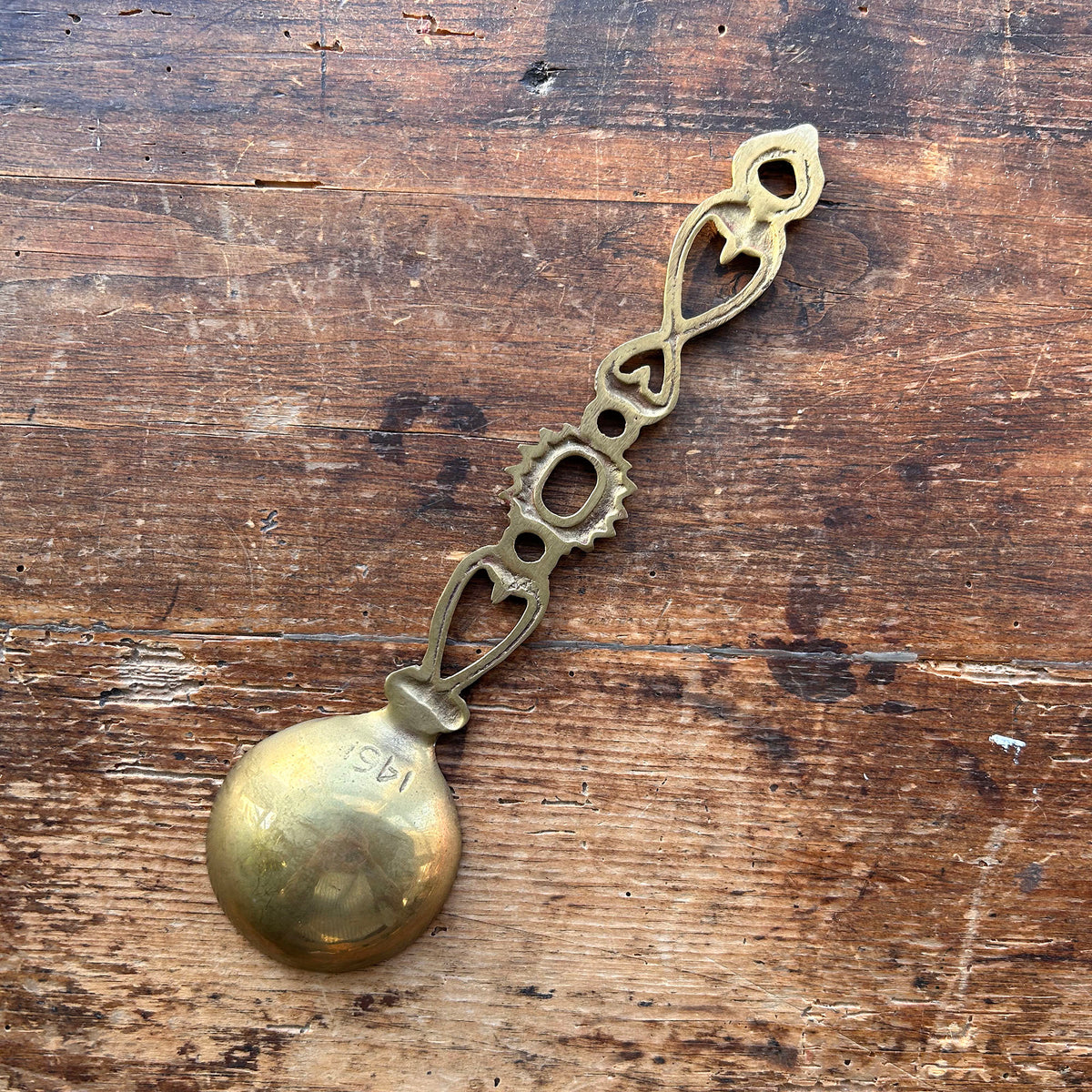 Vintage Welsh Lovespoon / Love Spoon - Solid Brass (Preloved)