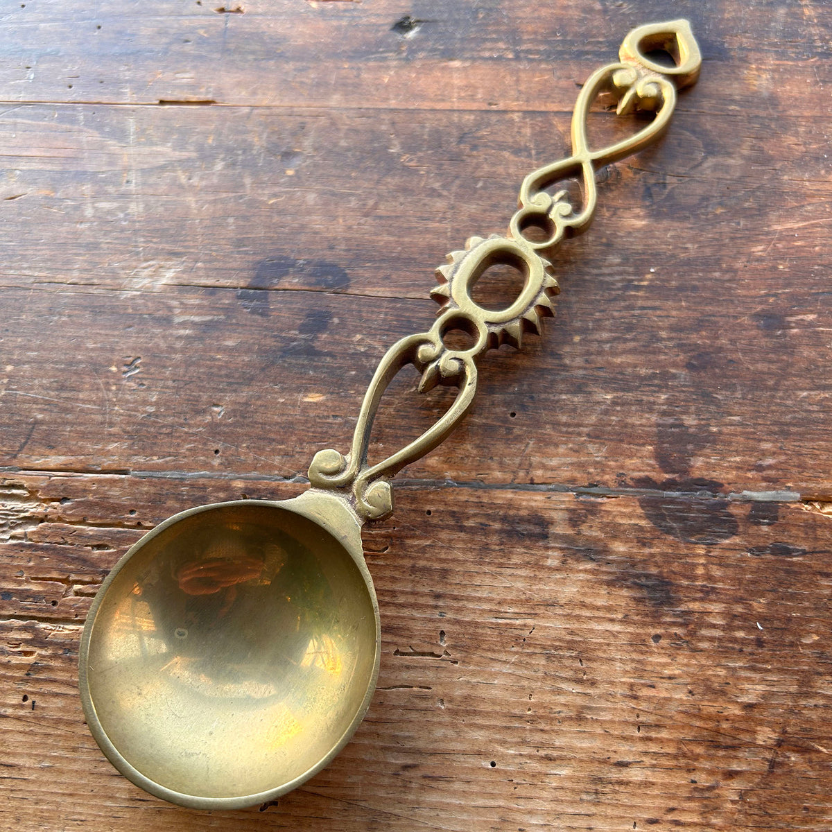 Vintage Welsh Lovespoon / Love Spoon - Solid Brass (Preloved)