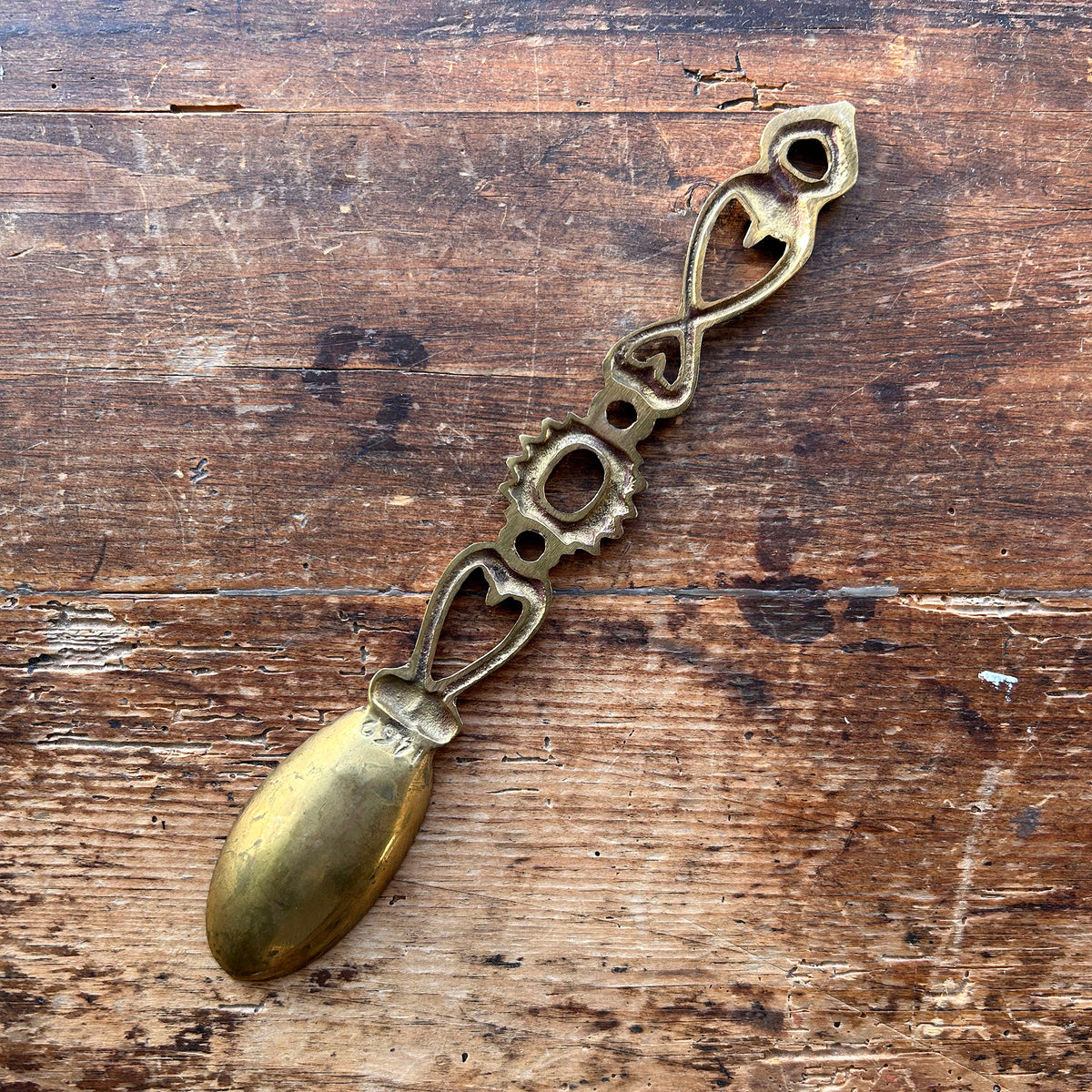Vintage Welsh Lovespoon / Love Spoon - Solid Brass (Preloved)