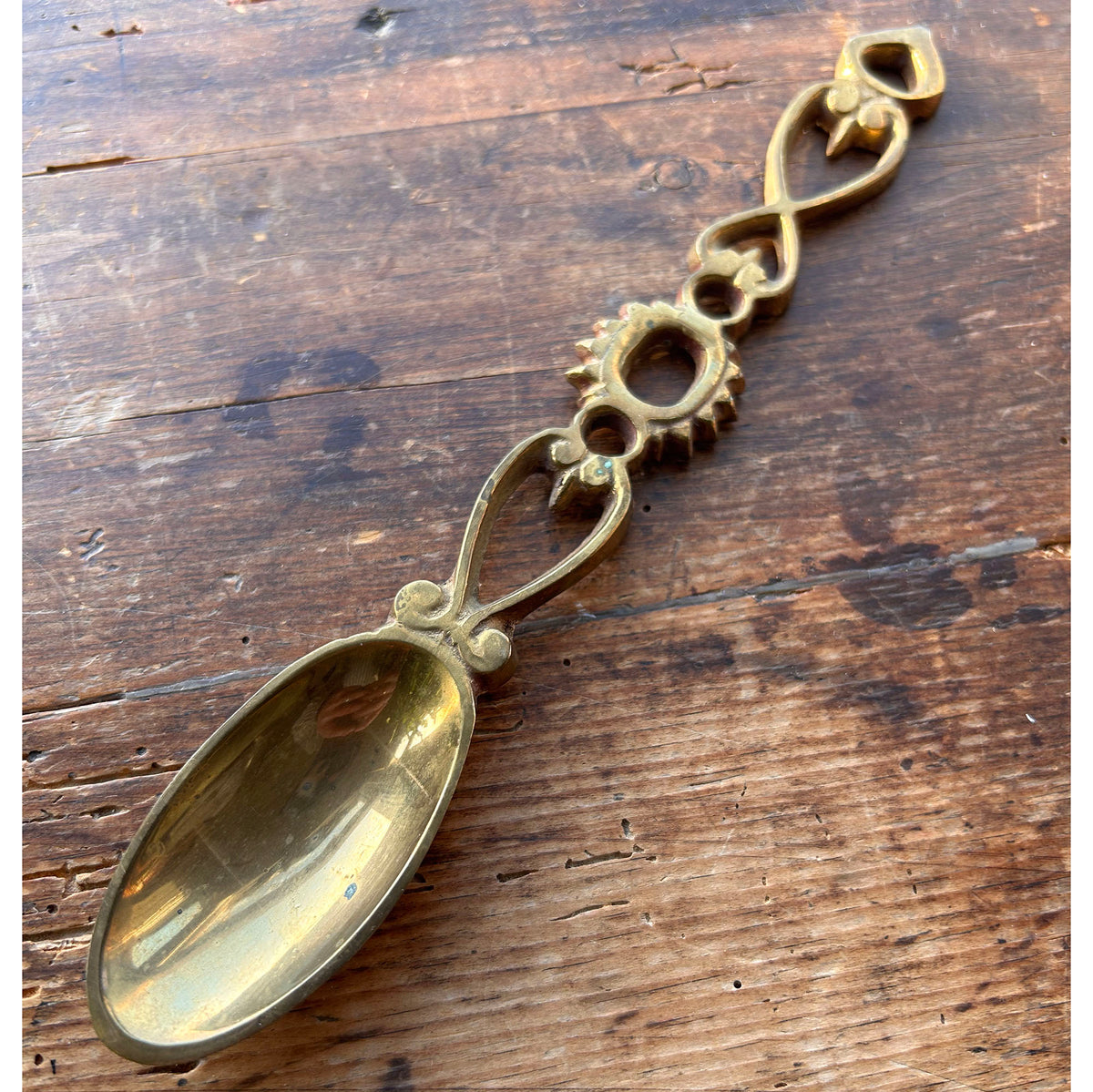 Vintage Welsh Lovespoon / Love Spoon - Solid Brass (Preloved)