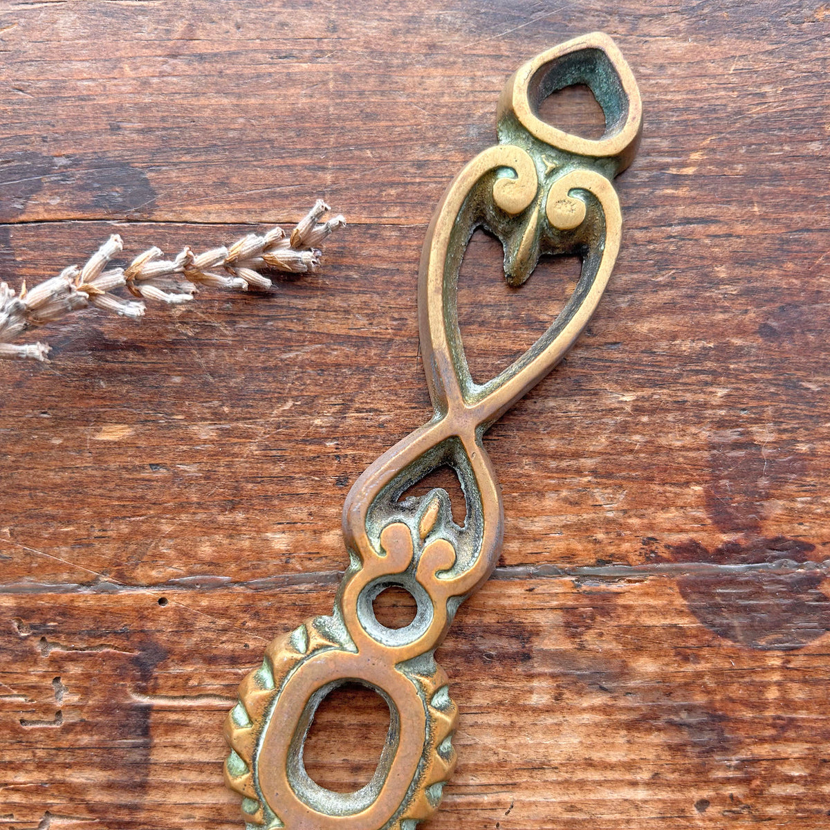 Vintage Welsh Lovespoon / Love Spoon - Solid Brass - Large (Preloved)