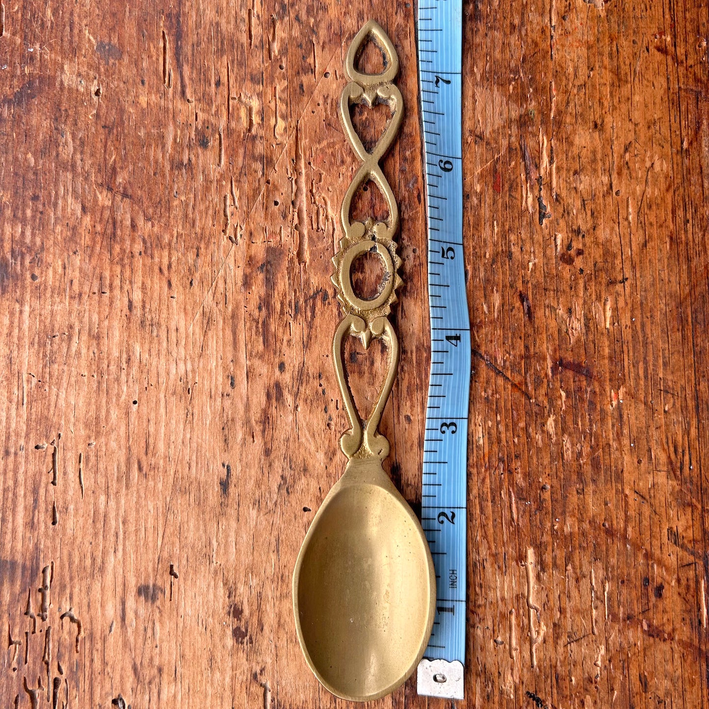 Vintage Welsh Love Spoon - Solid Brass - Small (Preloved)