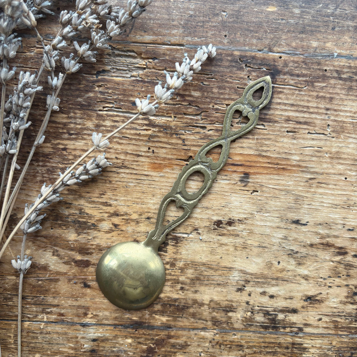 Vintage Lovespoon / Welsh Love Spoon - Solid Brass - Small (Preloved)