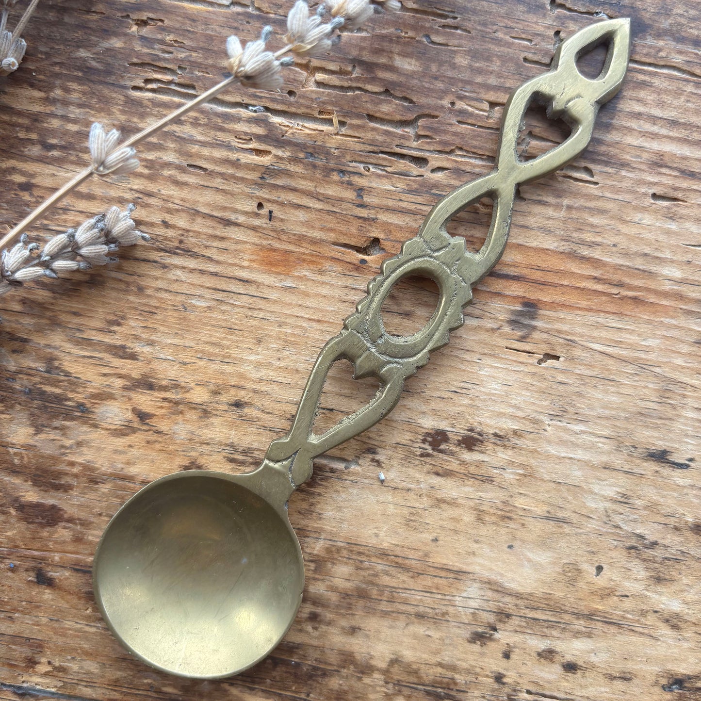 Vintage Welsh Love Spoon - Solid Brass - Small (Preloved)
