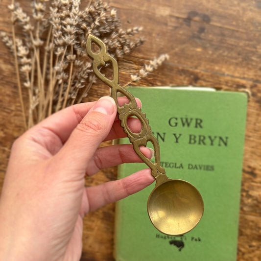 Vintage Welsh Love Spoon - Solid Brass - Small (Preloved)