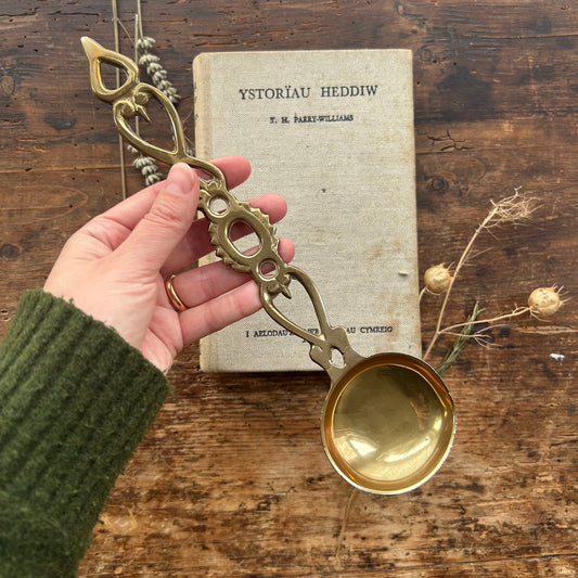 Vintage Welsh Lovespoon / Love Spoon - Solid Brass - Large (Preloved)