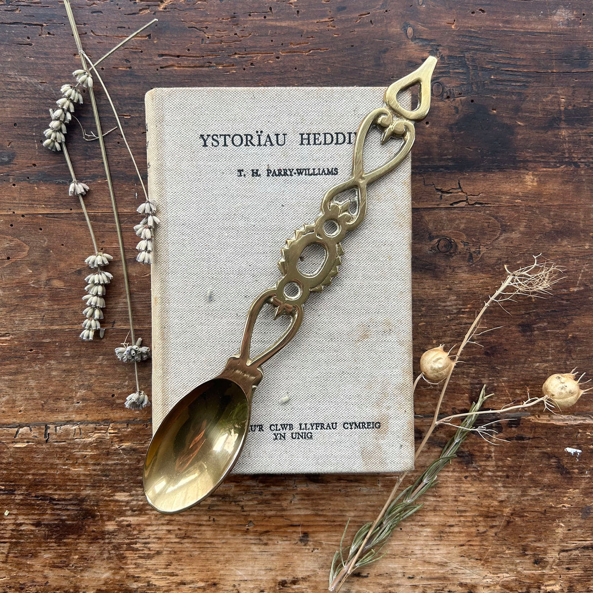 Vintage Welsh Lovespoon / Love Spoon - Solid Brass - Large (Preloved)