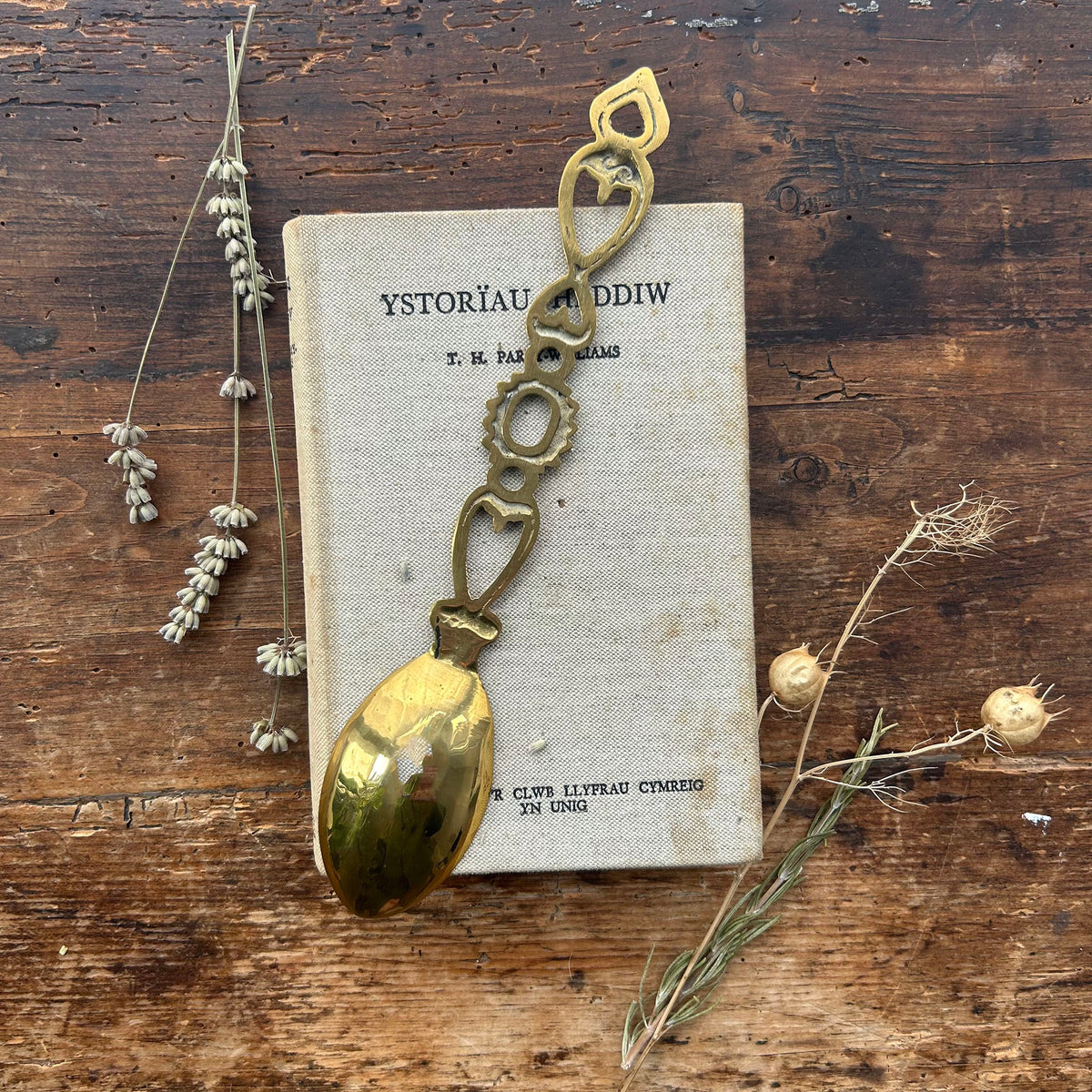 Vintage Welsh Lovespoon / Love Spoon - Solid Brass - Large (Preloved)