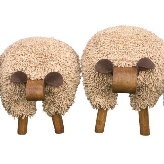 Foot Rest - Welsh Sheep - Original Ewemoo - Walnut / Dark Cream - Handmade