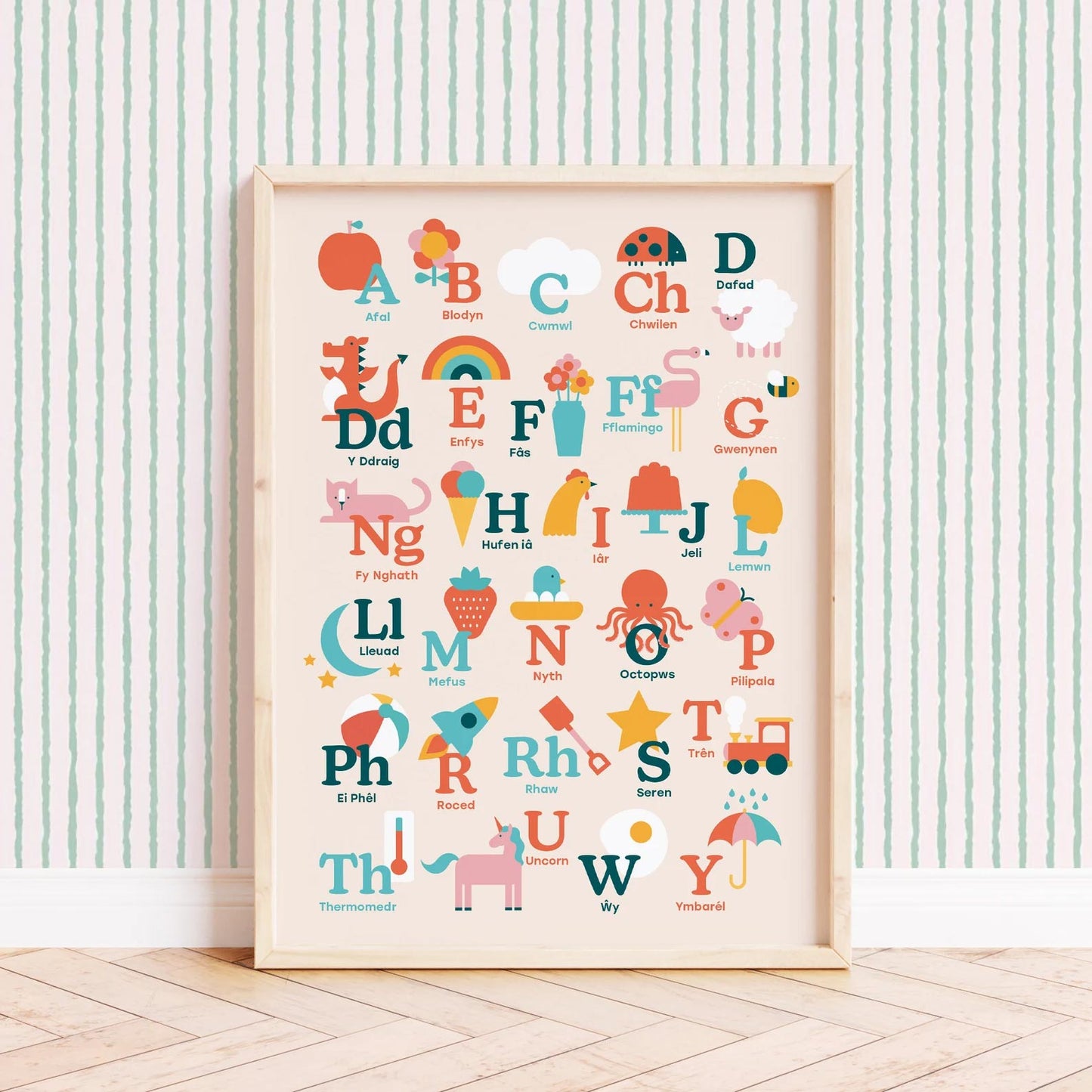 Print - Yr Wyddor / Welsh Alphabet - Illustrated - A3