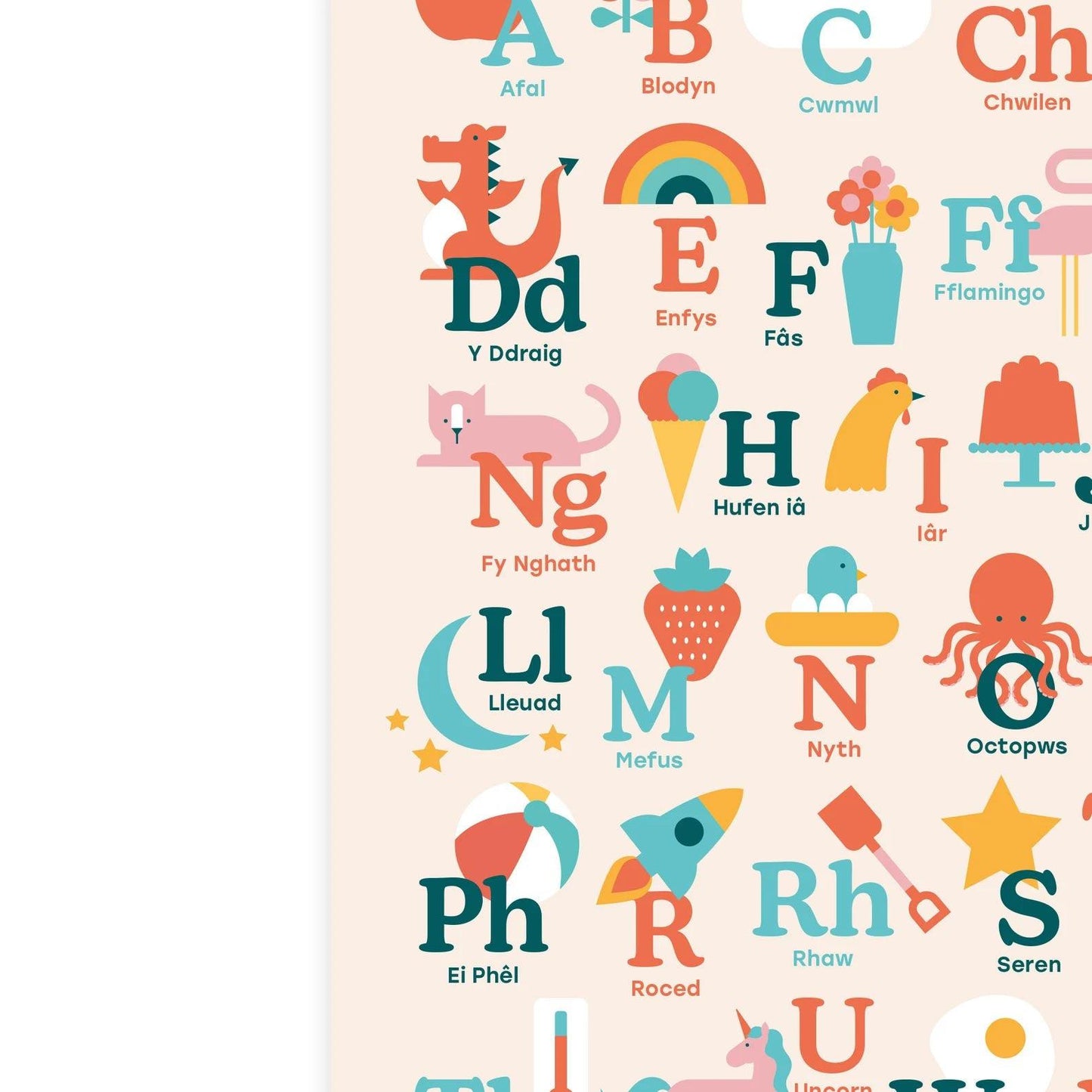 Print - Yr Wyddor / Welsh Alphabet - Illustrated - A3