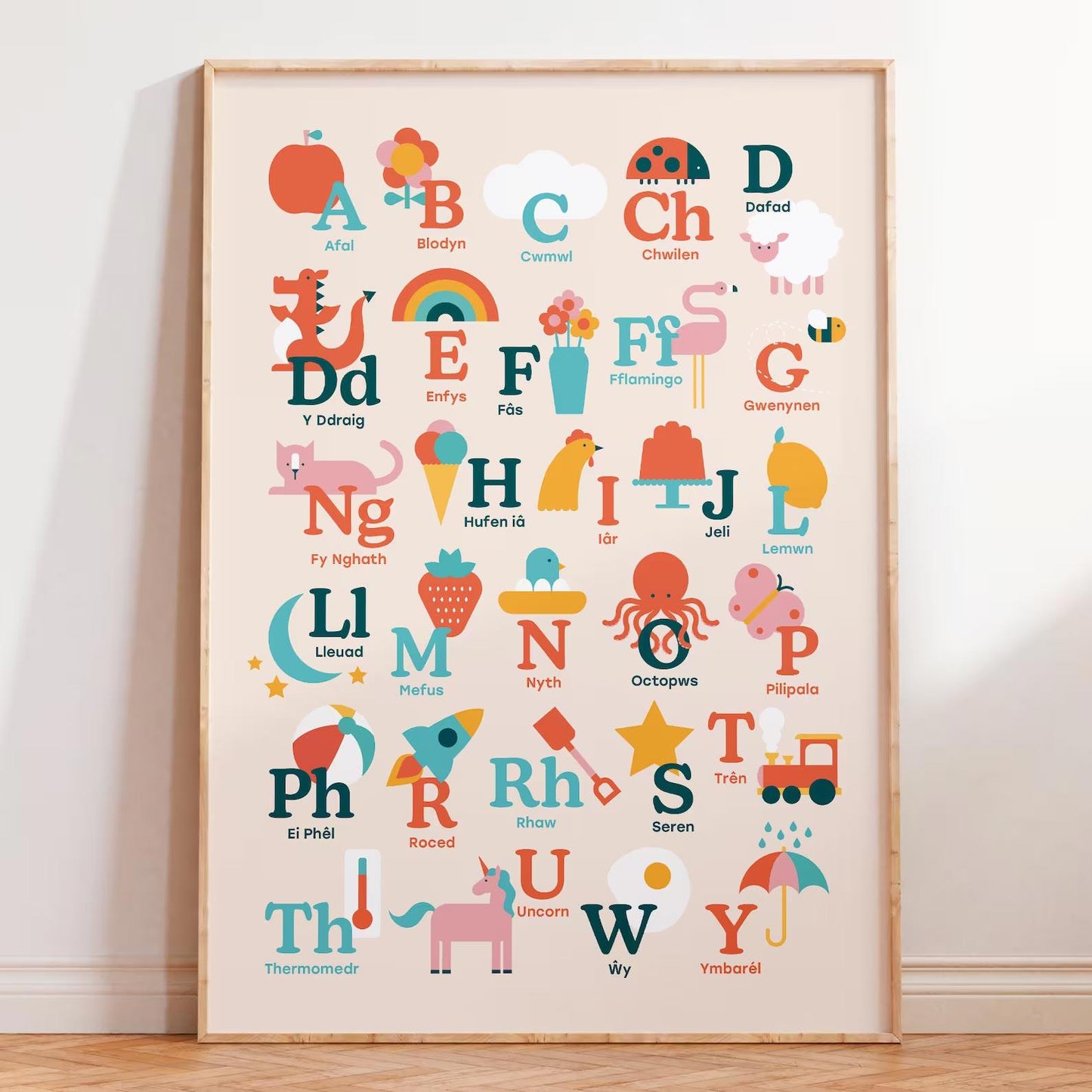 Print - Yr Wyddor / Welsh Alphabet - Illustrated - A3