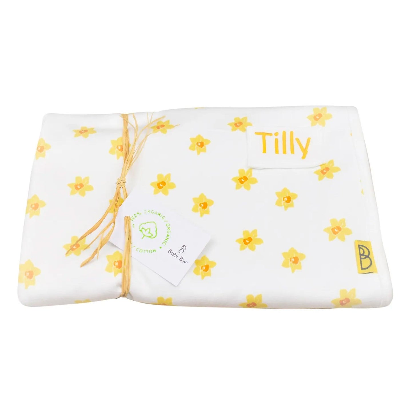 Baby Blanket - Organic Cotton – Daffodils - Personalised