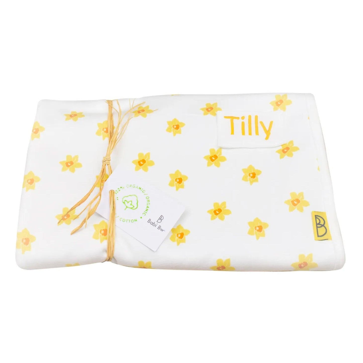 Baby Blanket - Organic Cotton – Daffodils - Personalised