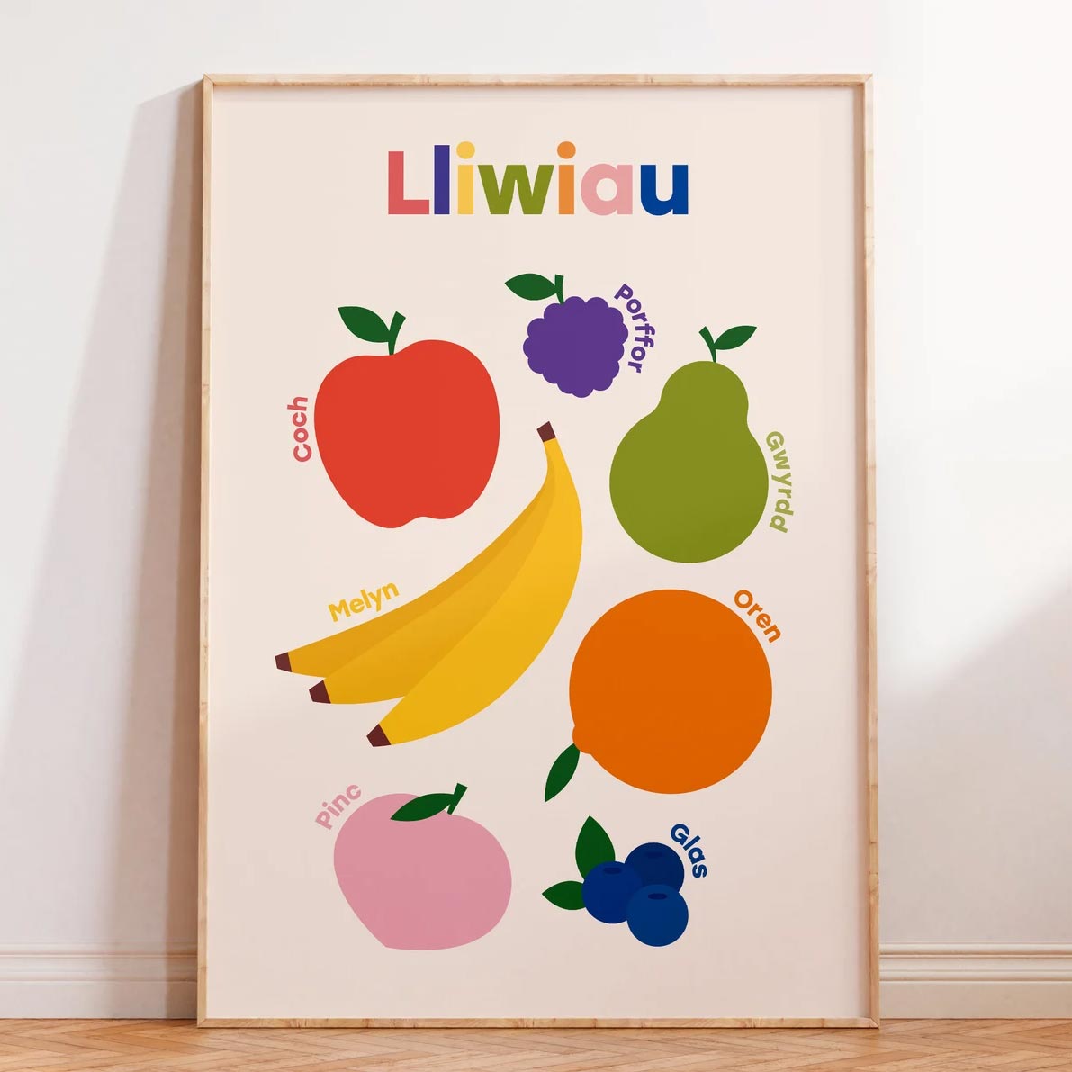 Print - Kid's Educational - Fruit - Lliwiau / Welsh Colours - A4