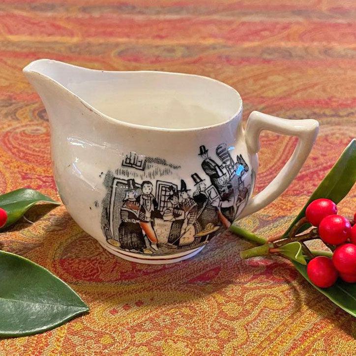 Milk Jug / Creamer - Welsh Costumes Market - Antique Victorian Souvenir (Preloved)