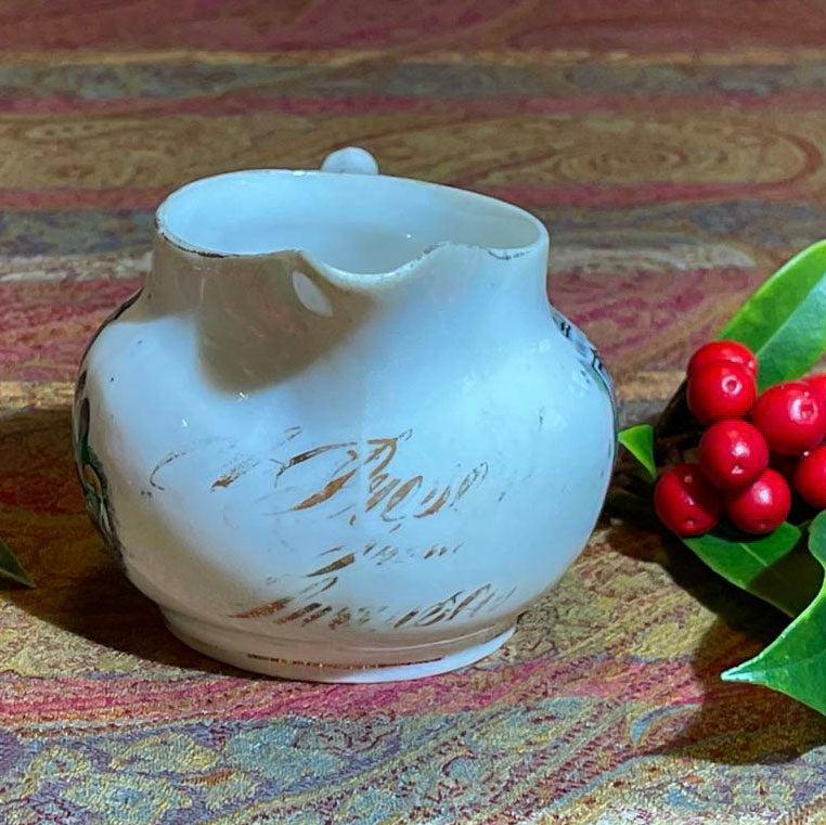 Milk Jug / Creamer - Welsh Costumes Market - Antique Victorian Souvenir (Preloved)