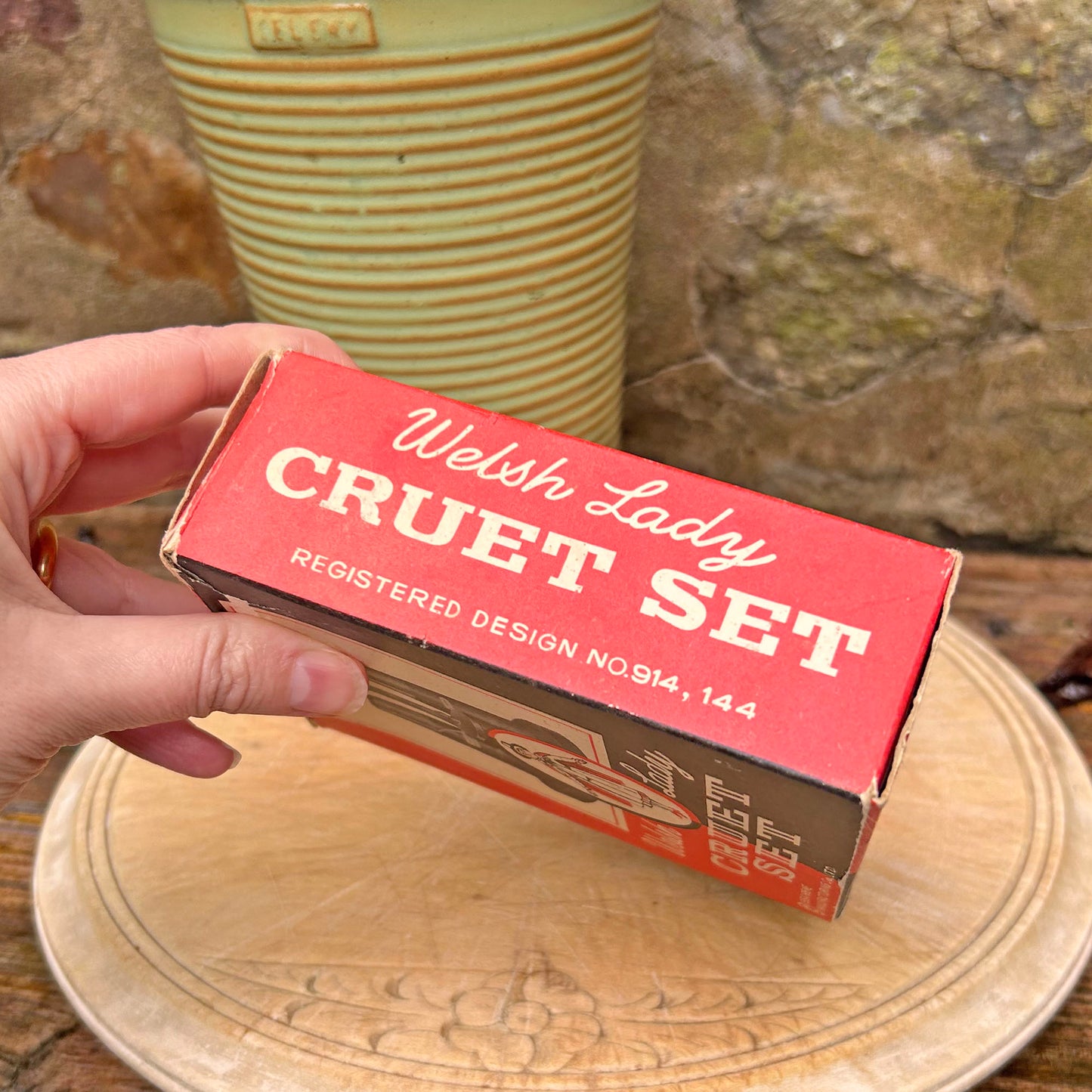 Welsh Cruet Set - Welsh Lady - Original Box - Vintage (Preloved)