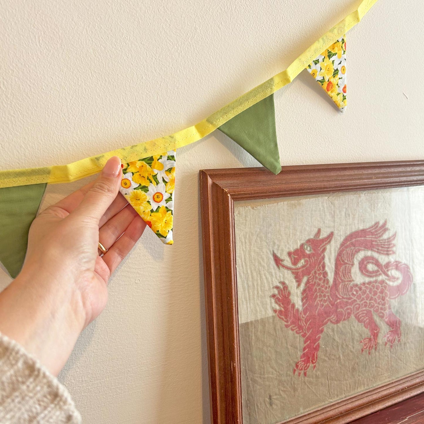 Mini Bunting - Handmade - Welsh Daffodils - 1M