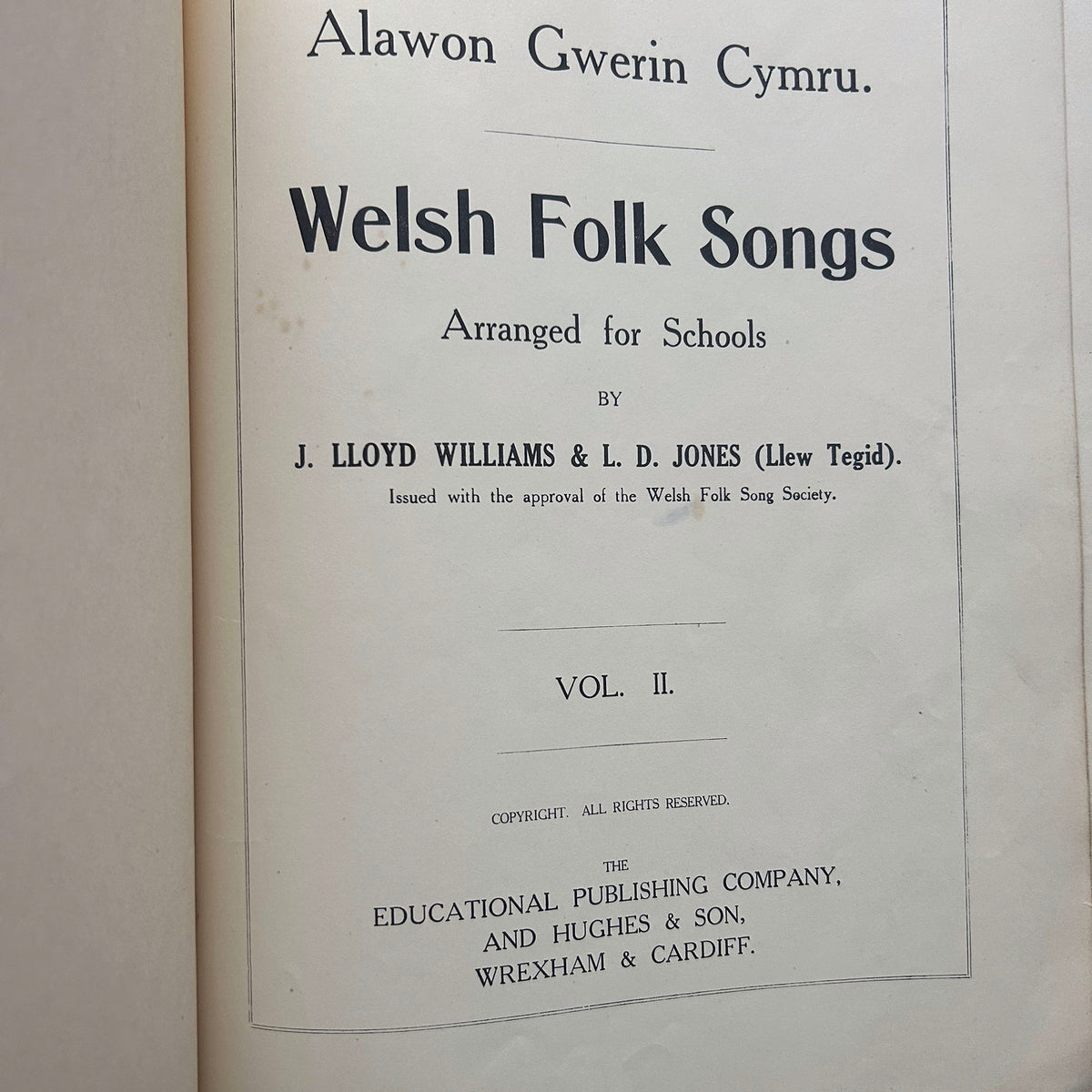 Welsh Folk Songs - J. Lloyd Williams & L.D. Jones - Part 2 (Preloved)