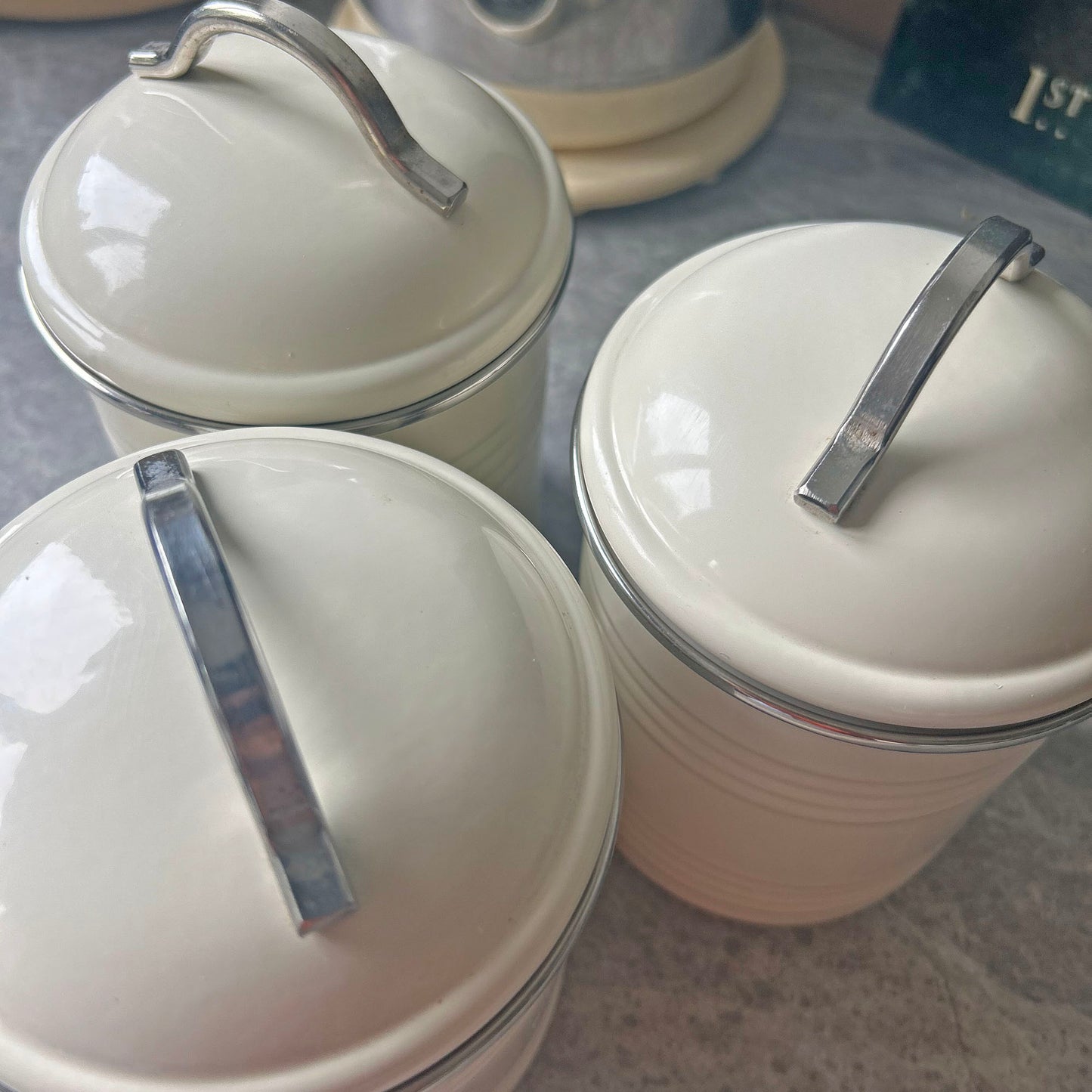 Kitchen Container Set - Coffi / Te / Siwgr Tins (Preloved)