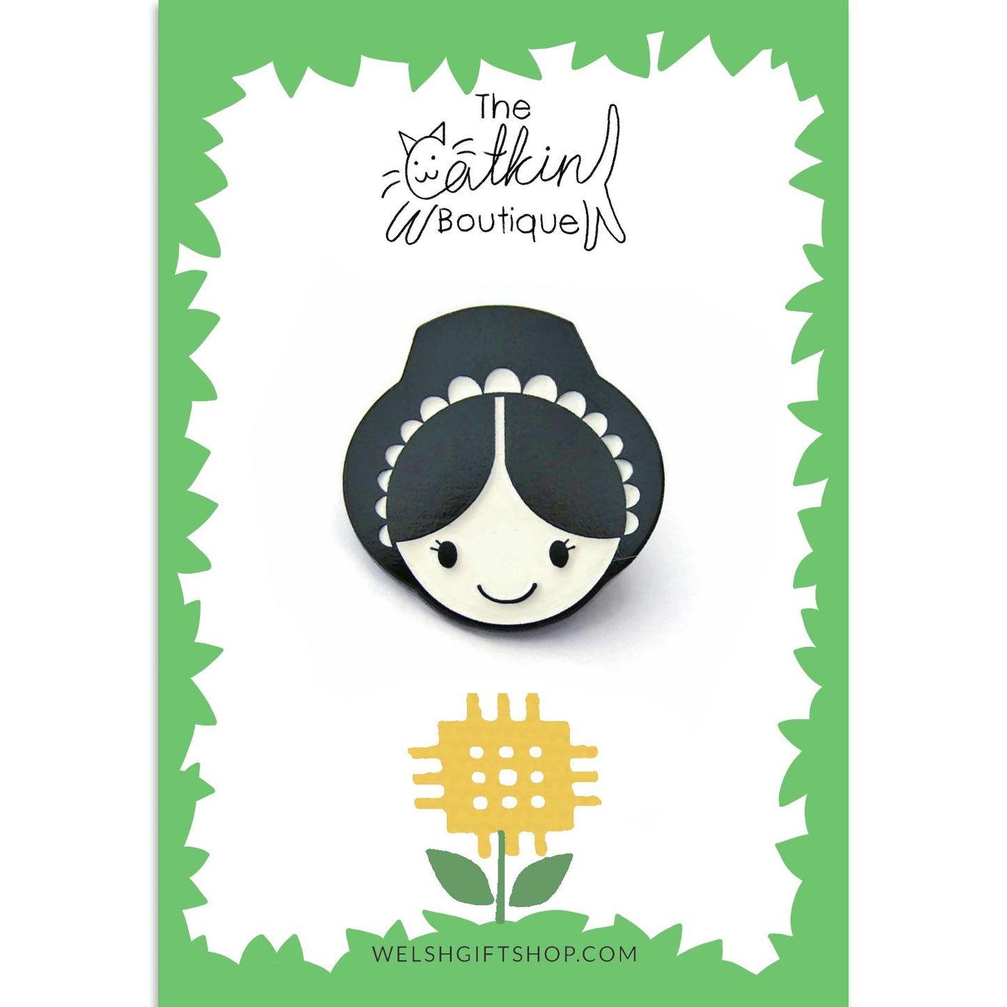 Tlws / Bathodyn / Pin - Enamel - Welsh Lady