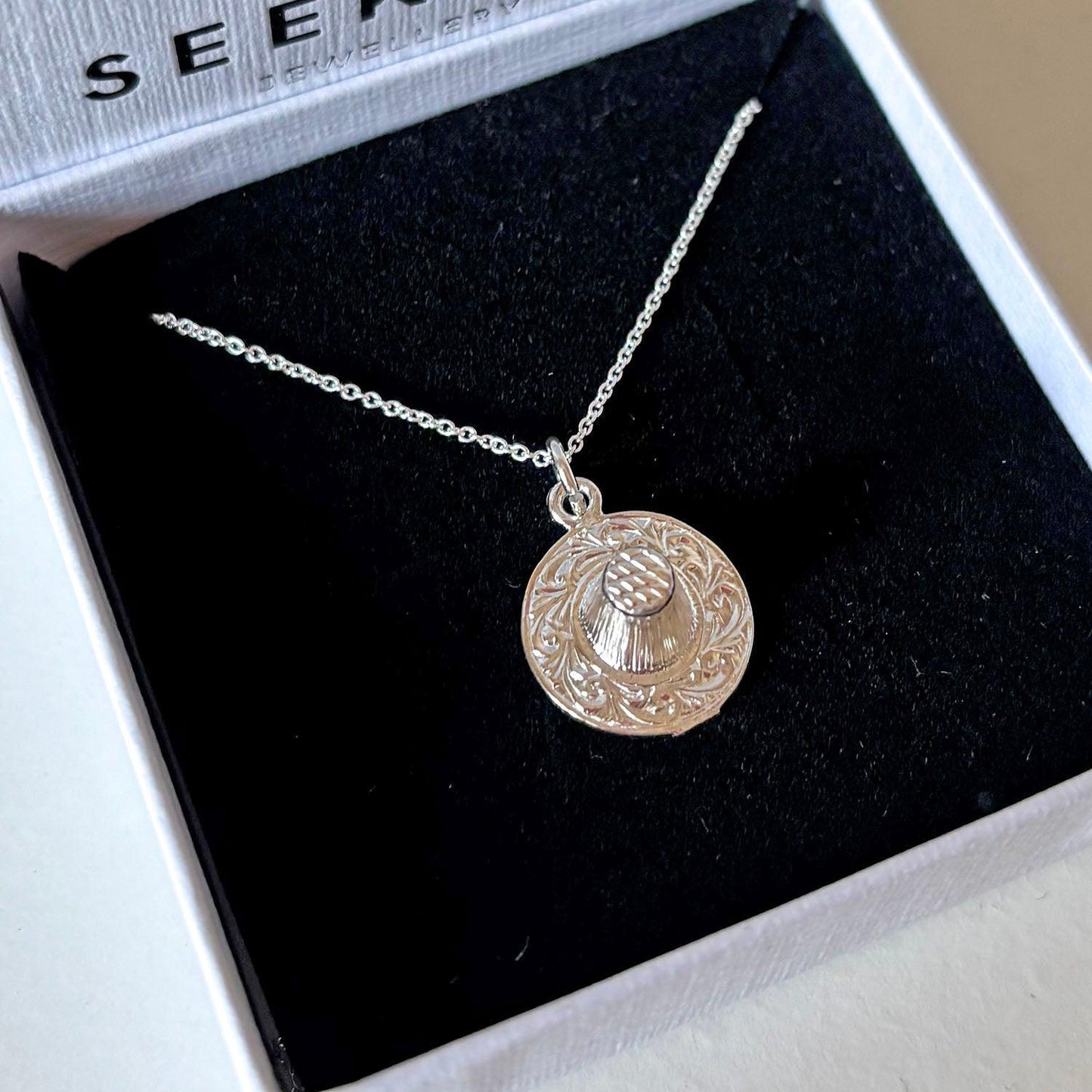 Necklace - Sterling Silver - Welsh Lady Tall Hat - 16" Chain