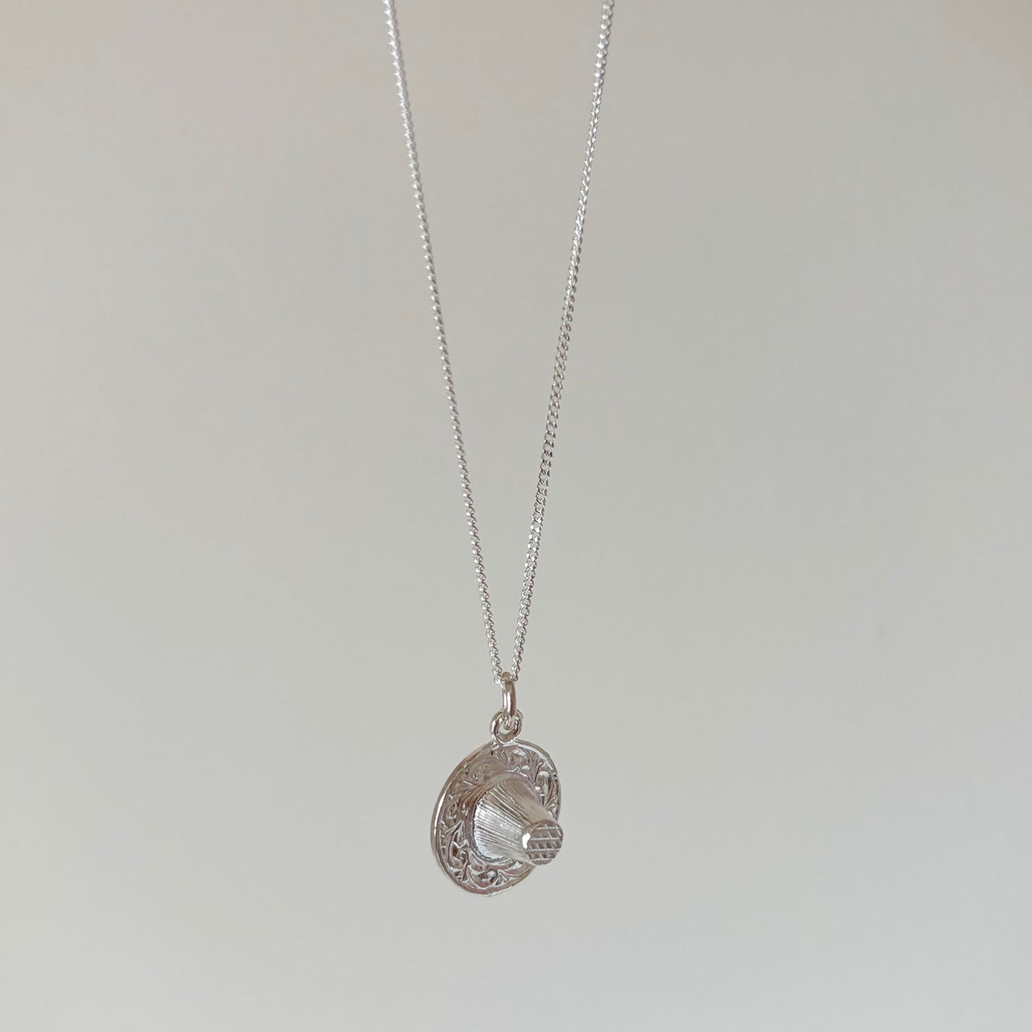 Necklace - Sterling Silver - Welsh Lady Tall Hat - 16" Chain