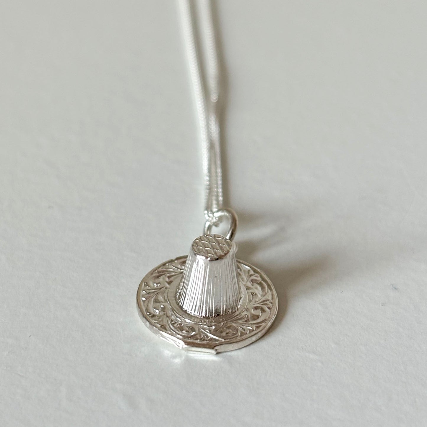 Necklace - Sterling Silver - Welsh Lady Tall Hat - 16" Chain