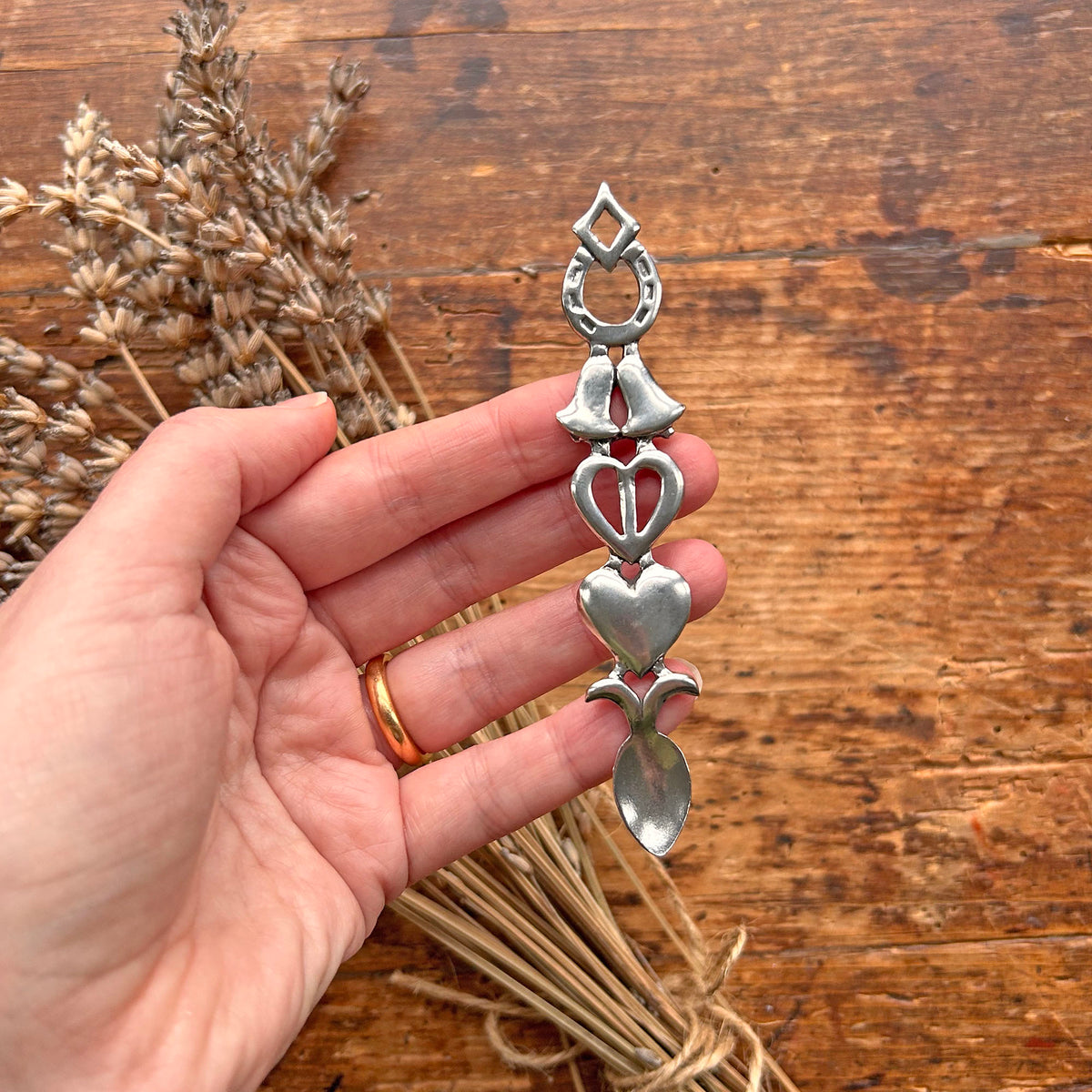 Welsh Lovespoon / Love Spoon - A E Williams - Pewter (Preloved / Like New)