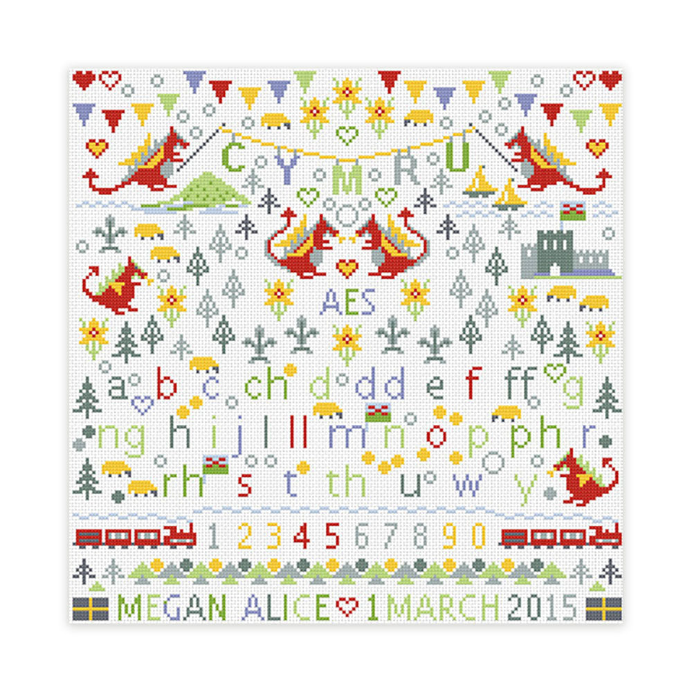 Cross Stitch Kit - Cymru / Welsh Dragons - Children's Personalised