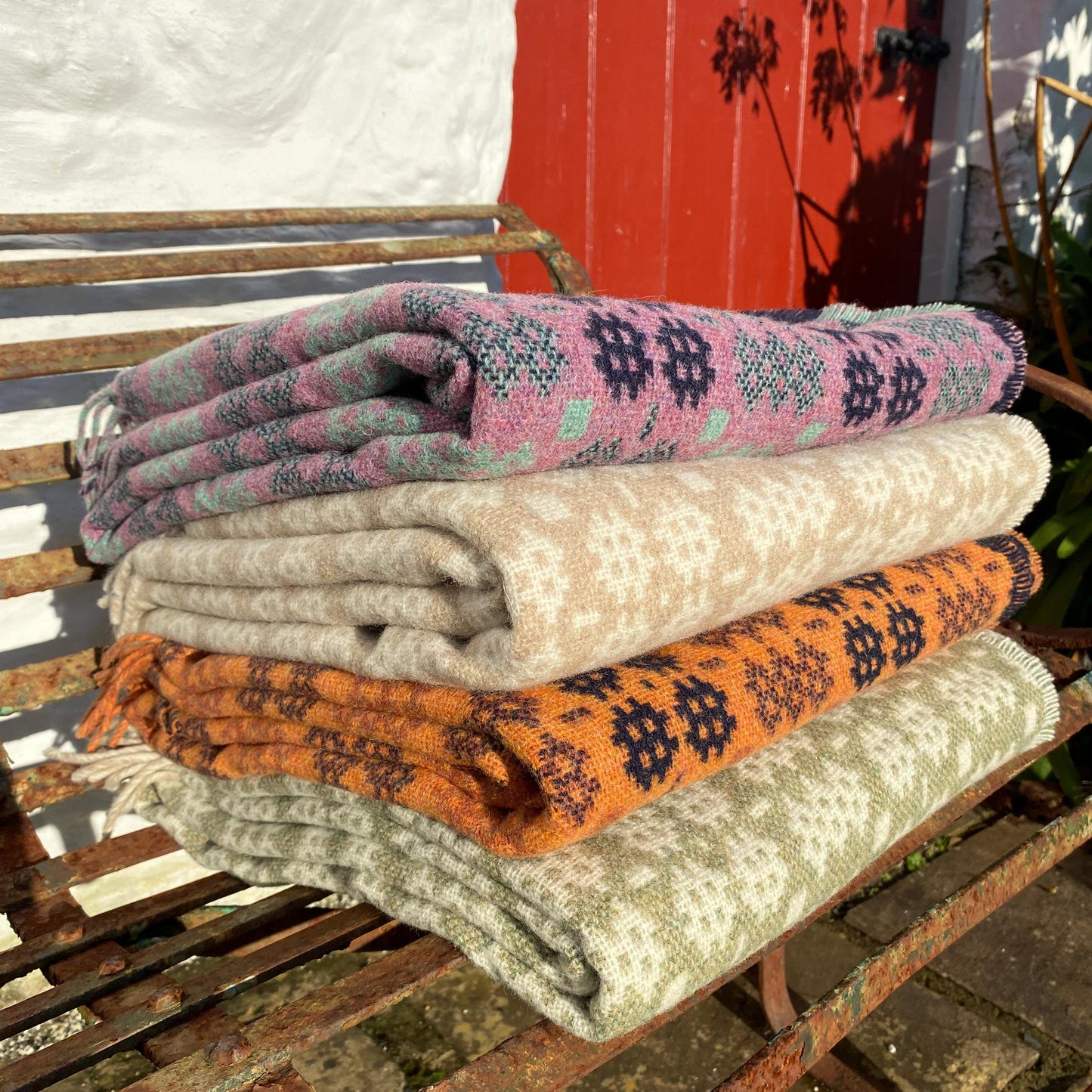 Throw / Blanket - Welsh Tapestry / Carthen Ysgafn - Caernarfon - 100% Wool - Sage