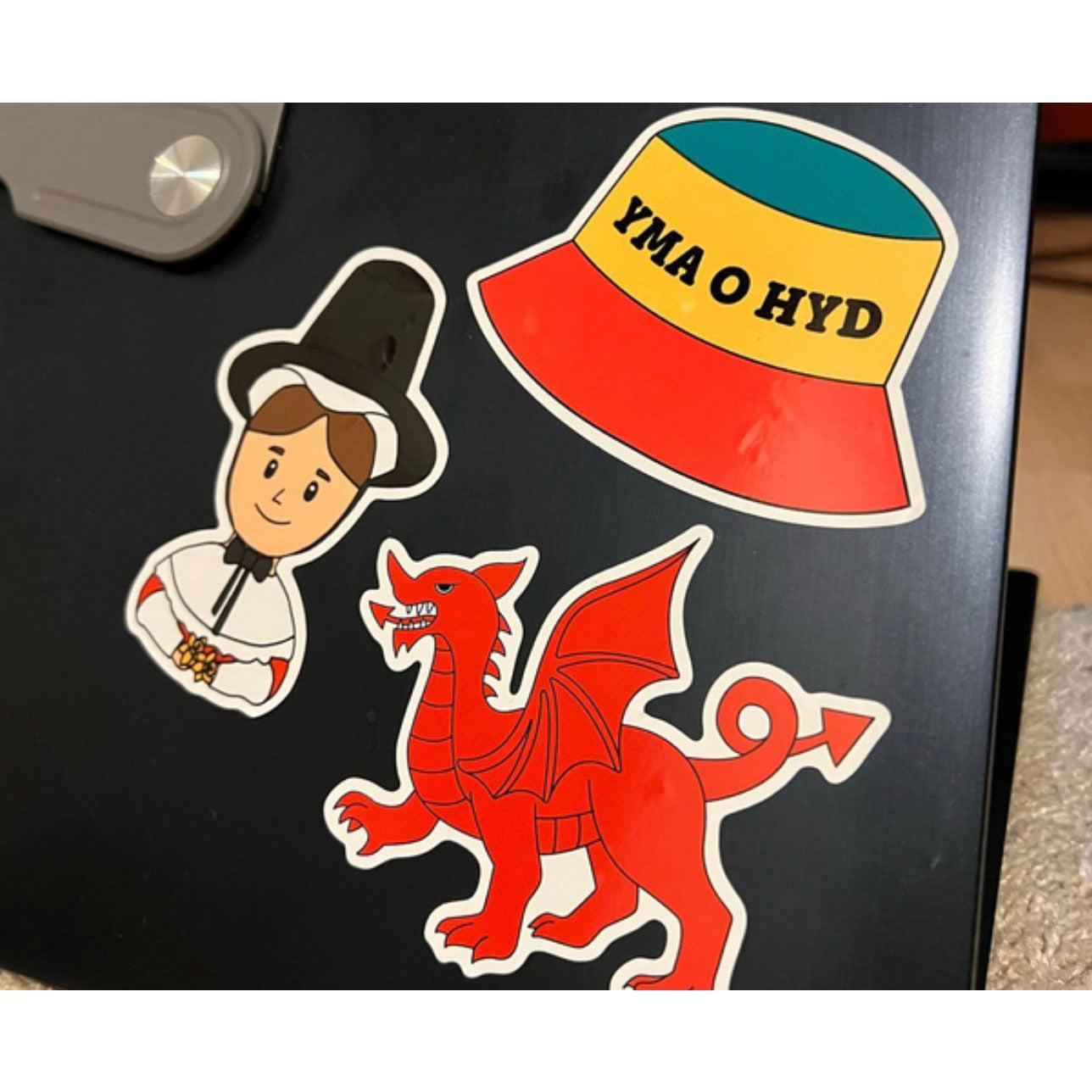 Vinyl Stickers - Welsh Lady, Dragon & Yma o Hyd - Pack of 3