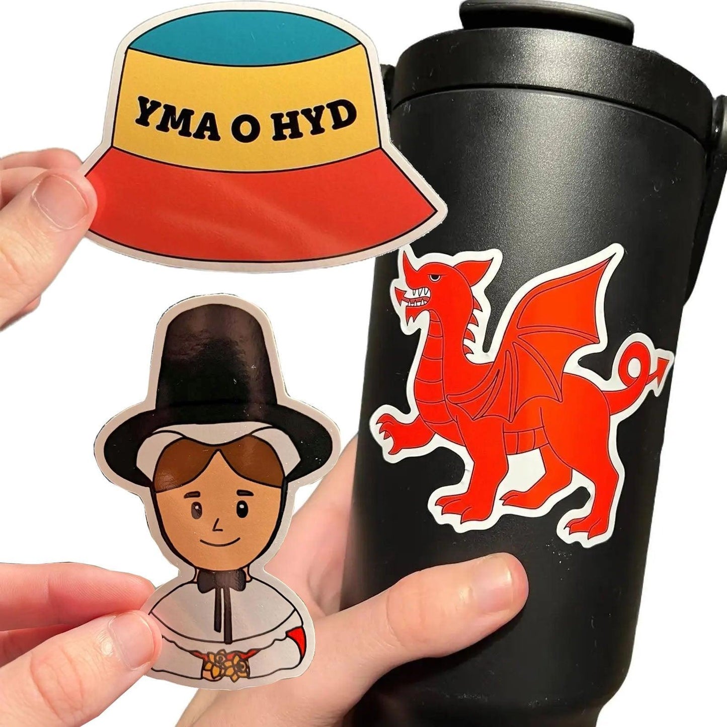 Vinyl Stickers - Welsh Lady, Dragon & Yma o Hyd - Pack of 3