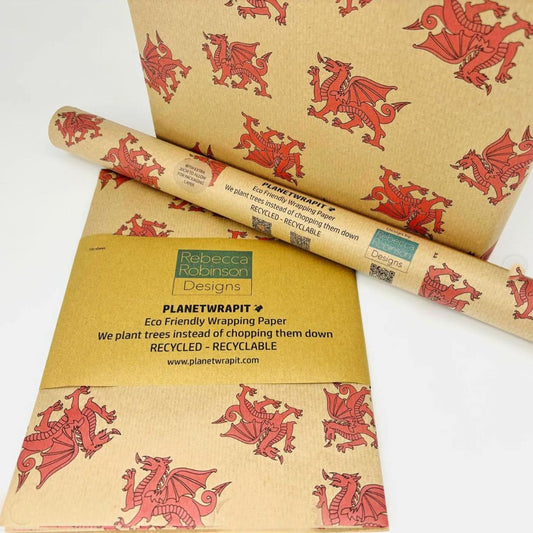 Wrapping Paper / Gift Wrap - 100% Recycled - Welsh Dragon