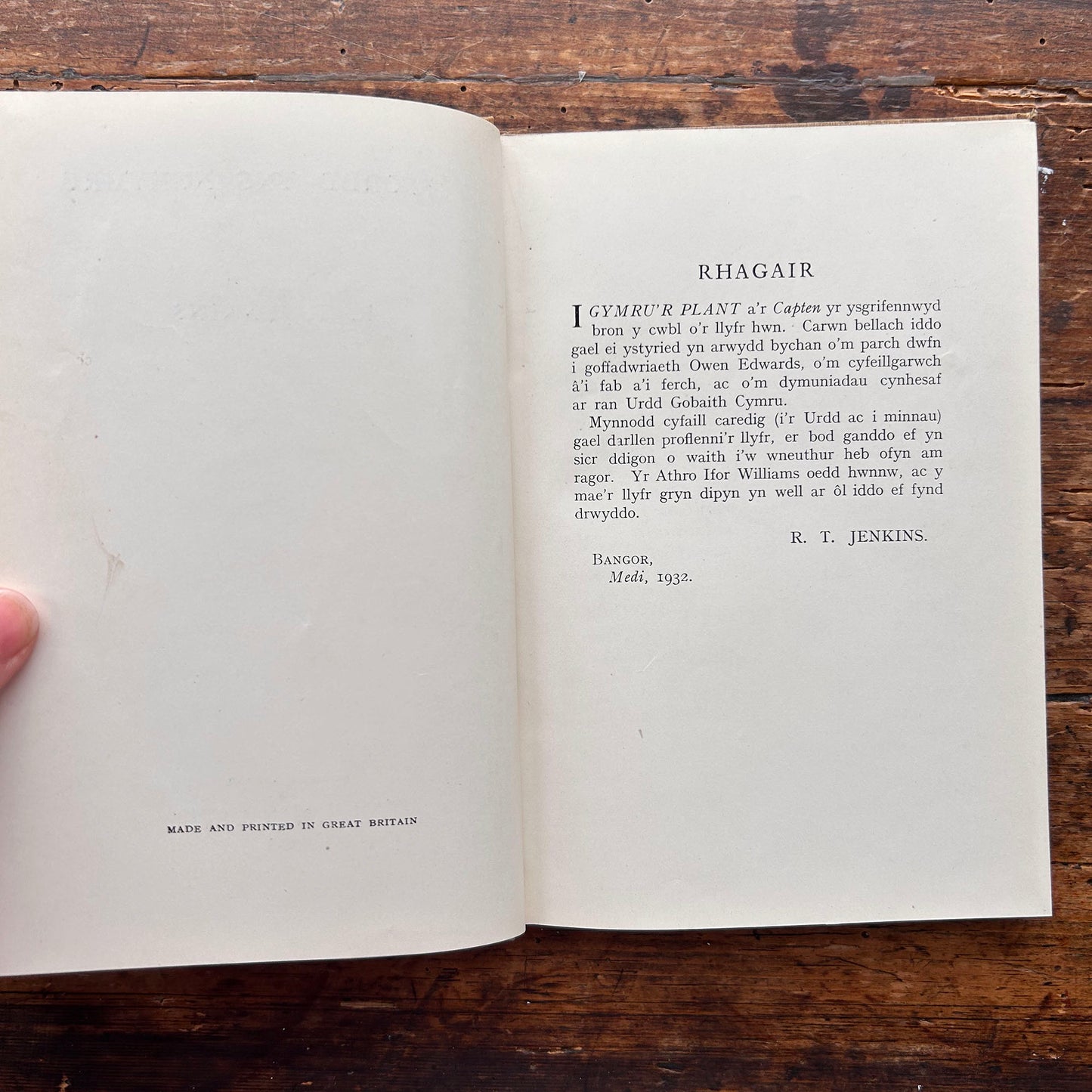 Y Ffordd yng Nghymru - R. T. Jenkins - 1933 (Preloved)